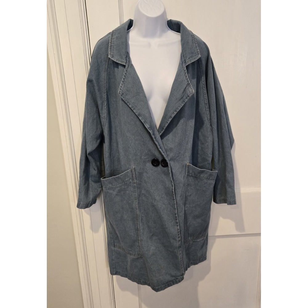 NWT Coeur de Vague Women's Jean Jacket Large-Lapel Denim Two Button‎ Close  2X